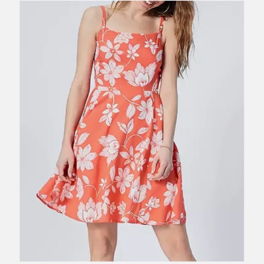 Gap mini Coral Floral Sundress with White Bloom Print sz S
